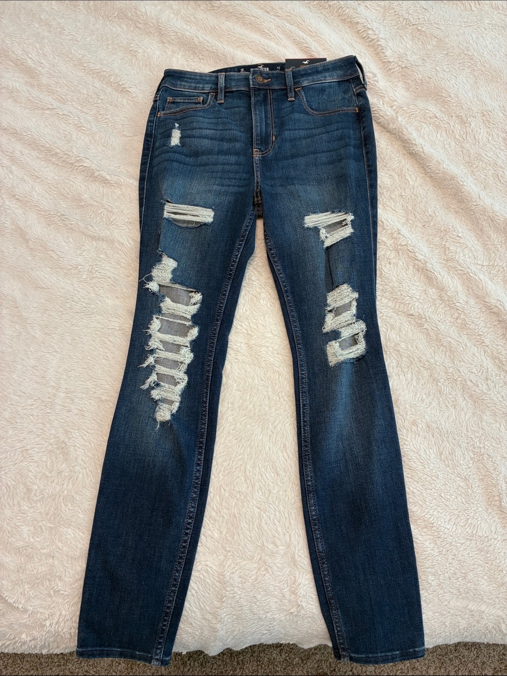 Hollister Dark Blue Ripped Skinny Jeans